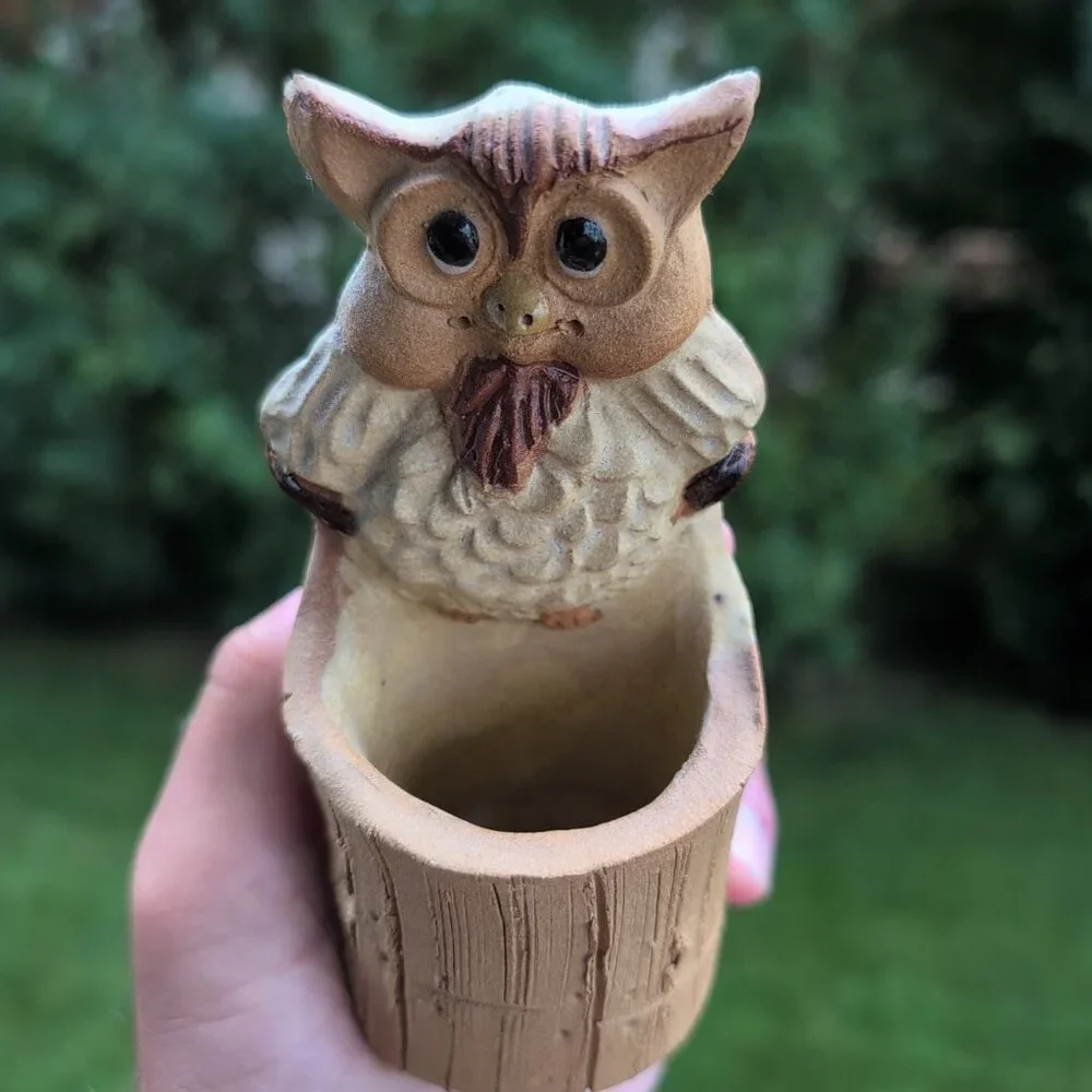 Vintage Clay Owl Toothpick Misc Holder Decoration - Picture 2 of 3